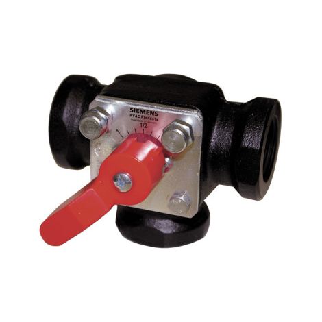 Siemens – Vanne papillon 3 voies PN10 avec raccords taraudés – Fonte grise GG-20 – Angle de rotation 90° – Sans entretien – DN 1 pouce