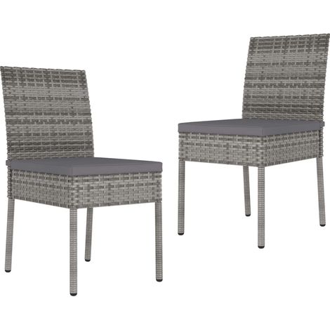 Garten-Essstühle 2 Stk. Poly Rattan Grau