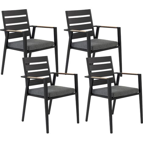 Set mit 4 Stühlen und Sitzkissen TAVIANO Metall Schwarz