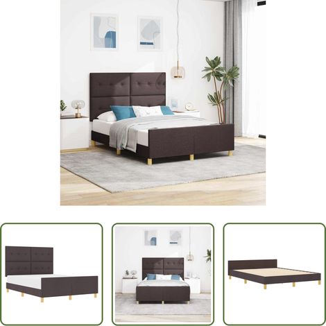 Stoffbett - Bettgestell mit Kopfteil Dunkelbraun 140 x 200 cm Stoff (1/5)