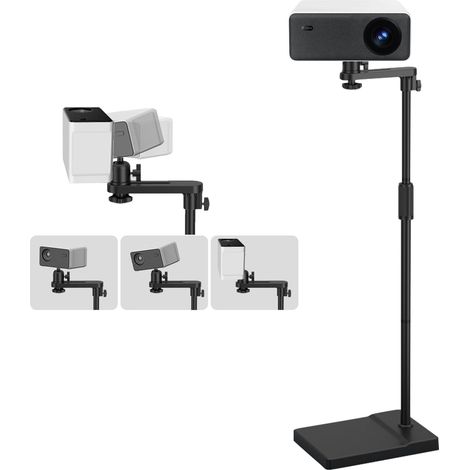 Support videoprojecteur, support projecteur, pied videoprojecteur sur pied Capacité de charge de 5 kg, réglable en hauteur, pivotant à 360°, tige de support en métal épais, base en métal stable (1/5)
