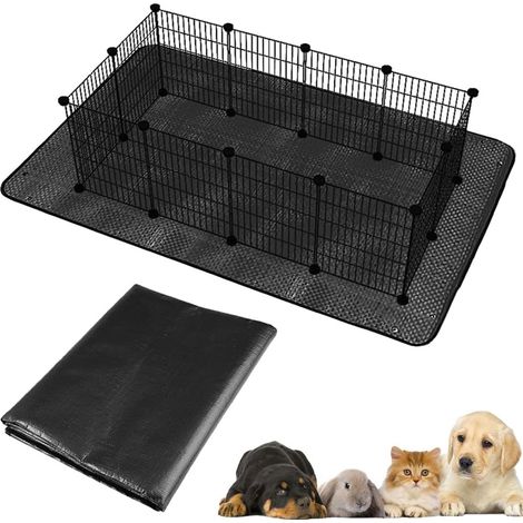 Tapis de Parc Imperméable pour Animal Domestique, 150 x 100 cm Tapis Enclos Lapin, Tapis Imperméable pour Enclos, Pliable Noir Tapis de Cage Our Lapins, Lapins, Furets et Autres Petits Animaux (1/5)