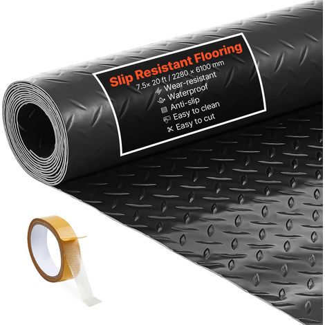 VEVOR Tappeto Rivestimento da Pavimento in PVC 2,28 x 6,1 m, Tappetino Protettivo per Pavimento in PVC Diamantato Spesso 2,2 mm con Nastro Biadesivo, Antiscivolo, Facile da Pulire per Magazzini (1/5)
