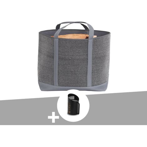 Sac à bûches et à granulés Belharra gris + Pelle à granulés- Le Marquier