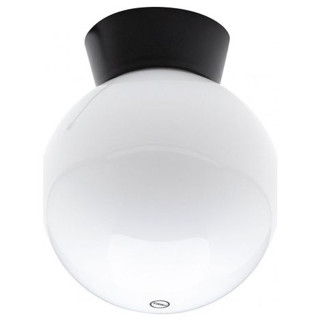 Litecraft Lancaster Outdoor Ceiling Light With White Globe Shade - Black (1/4)