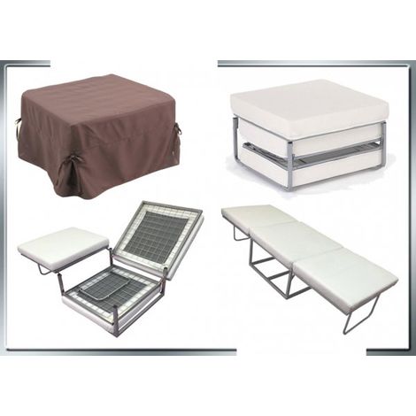 Pouf letto a scomparsa, letto richiubibile in microfibra marrone Sicorage Appy