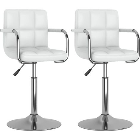 Set di 2 sgabelli da bar sedile girevole con braccioli regolabili in altezza in PVC bianco DEC025194