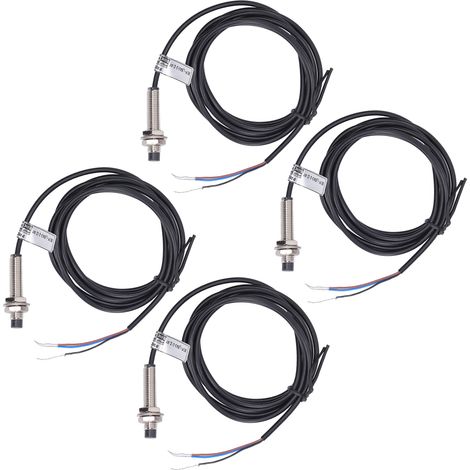 Lot de 4 détecteurs inductifs de proximité 8 mm PNP 3 fils contact NF 6-36VDC boîtier laiton IP67 pour automatisme (1/5)