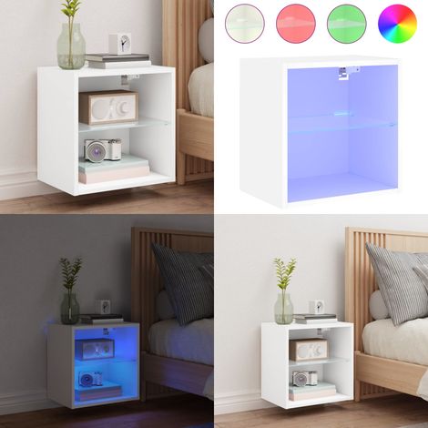 Mesita de noche de pared con luces LED blanco - Luz led - Mesita de noche con luz