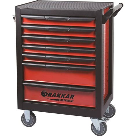 Drakkar Equipement – Servante d'atelier roulante 7 tiroirs – Charge max 360kg – Dimensions 675x450x980mm – 237 outils – 83896 (1/5)