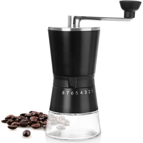 Moulin à café manuel en céramique, taille de mouture réglable, pour expresso, cafetière à piston et café filtre, pour une utilisation à la maison et en voyage.-AquaForge (1/5)