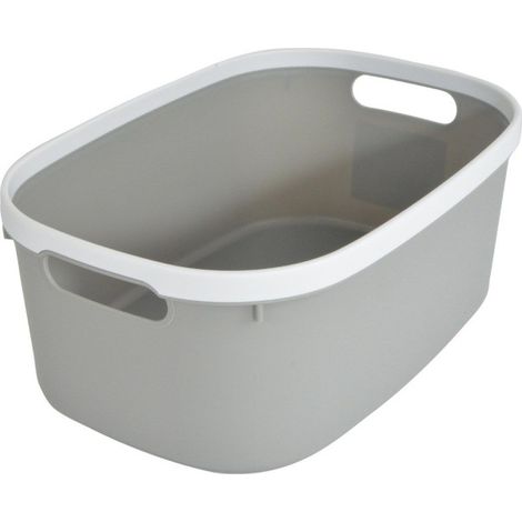 Panière de Rangement Bicolore "Poignées" 37cm Gris (1/3)