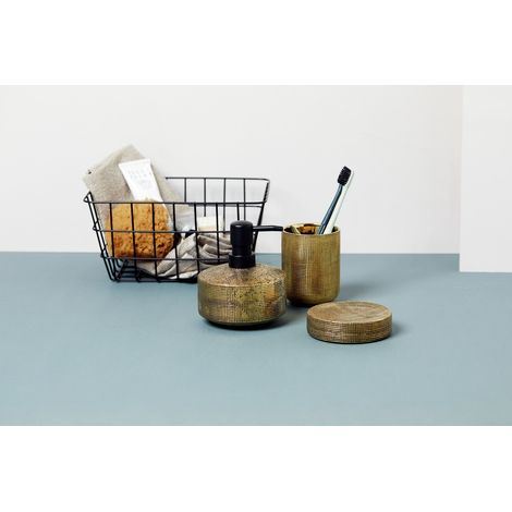 WENKO Bad-Accessoire Set Rivara, 3-teilig, Bad-Zubehör handbemalt, Gold, Keramik gold (1/4)