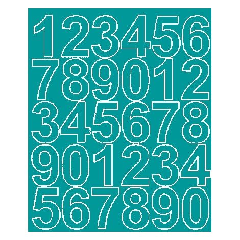 Pegatinas autoadhesivas con números de 4,5 cm, color turquesa brillante.