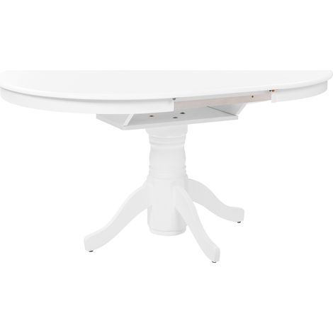 Mesa vintage retro de comedor extensible de madera con pedestal blanco 106/150 x 106 cm Akron (1/5)