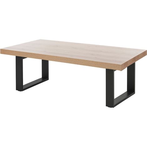 Table Basse Aspect Bois finition Hudson Oak Piètement U Métal Noir - HUDSON (1/4)