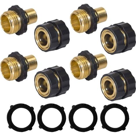 Schnellkupplungen für Gartenschläuche, 3/4"-Außen- und Innengewinde, 4-teiliges Set zum einfachen Anschließen und Trennen von Bewässerungssystemen (1/4)