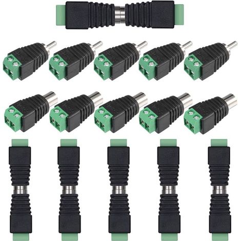 Lot de 22 connecteurs RCA, connecteurs RCA femelle et mâle, adaptateur de connecteur audio/vidéo AV - 11 paires (1/4)