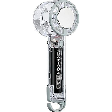 Ventilateur portable Refroidisseur d'air rechargeable 3vitesses, ventilateur main avec crochet Maison,de plein (Blanc transparent) (1/5)