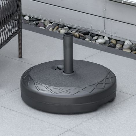 Base pour parasol remplissable – Adapté aux mâts Ø38/48 mm, remplissage jusqu’à 40 kg (sable) ou 30 kg (eau), HDPE + acier thermolaqué – Idéal pour jardin et terrasse – Noir (1/4)