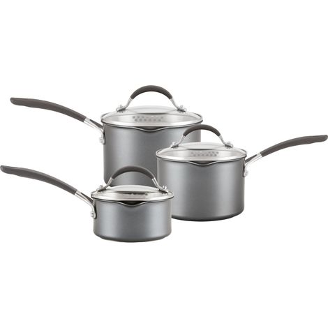 Ensemble de casseroles anti-adhésives avec couvercles à induction, passe au lave-vaisselle et au four avec couvercles filtrants et bords verseurs, finition (1/5)