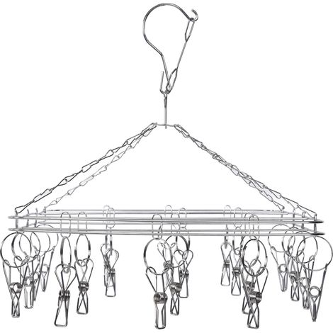 20 Cintres à Pinces en Acier Inoxydable pour Chaussettes, Soutiens-gorge et Sous-vêtements - Séchoir Multifonction (1/5)
