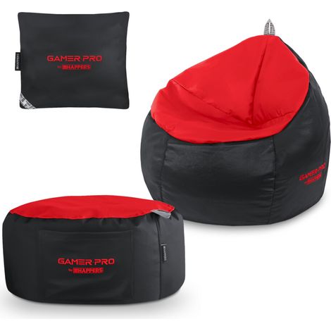 Pack Gamer Junior Rouge : Puff Gamer JUNIOR + Repose-pieds + Coussin Pack Gamer Junior rouge
