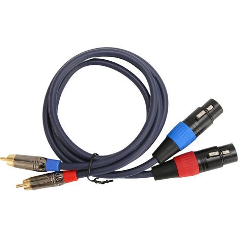 Cable de audio profesional de 2 conectores XLR hembra a 2 conectores RCA con conectores chapados en oro de 24 quilates, 3 m (1/5)