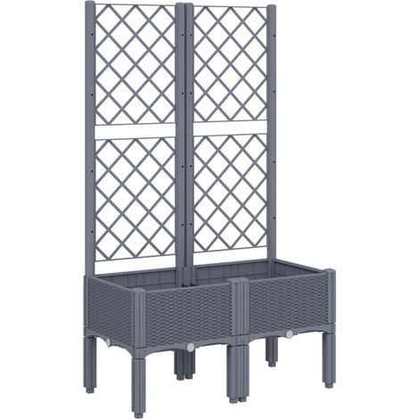Macetero para bancal elevado plantas flores terraza jardín con enrejado 80 x 40 x 142 cm PP gris 020038310 (1/5)