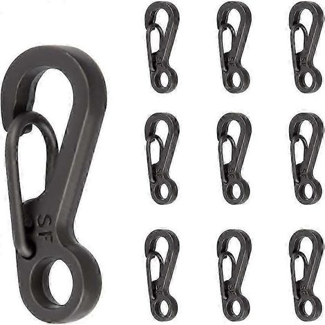 Mini mousqueton léger à verrouillage en paracorde noire, lot de 10 (1/5)