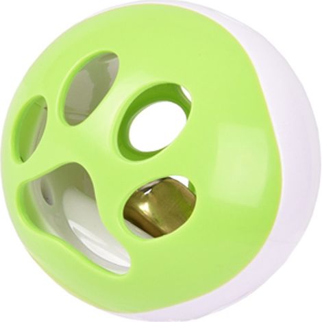 Balle a LED pour chat ø 6.4 cm avec grelot et bruit oiseau Rango vert-blanc - Flamingo