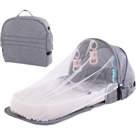 Berceau de voyage pour bébé - Berceau de voyage portable avec capote anti-UV - Parc de jeu - Avec moustiquaire et jouets - Pliable pour voiture et avion - Convient aux nouveau-nés jusqu'à 36 mois