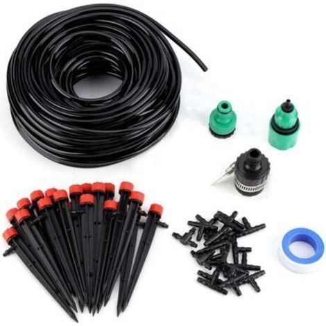 Kit Irrigation Goutte Goutte, Système D'irrigation Jardin Irrigation Goutte Goutte Irrigation Automatique avec Tuyau de 25 m et Joint en T 19 x 4/7 pour Paysage Plantes de Patio (1/5)