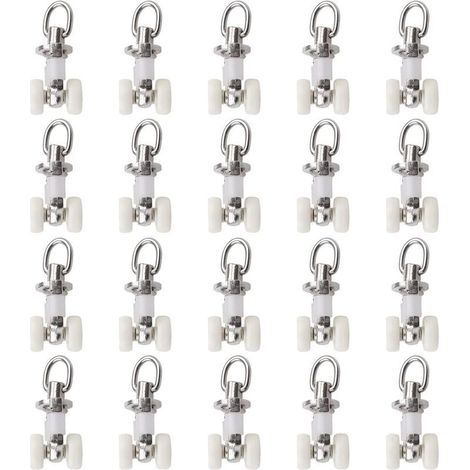 20 Stück Doppel-Gleiterschienen aus Kunststoff für Gardinenschienen mit Rädern aus Aluminiumlegierung (1/5)