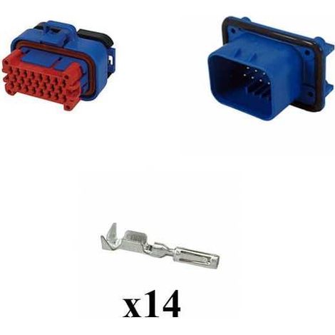 Kit Connecteur Ampseal  Mâle Femelle 14 Voies bleu PCB 90°