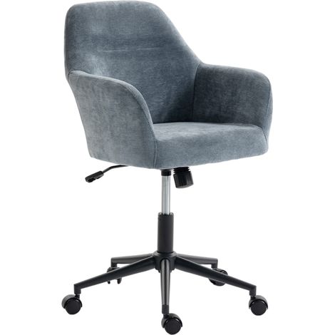 Chaise de bureau ergonomique - HOMCOM - hauteur réglable fonction bascule - chenille - 57 x 57 x 93 cm - bleu (1/5)