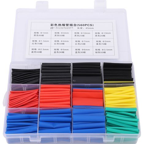 Ensemble de tubes thermorétractables, 560 pièces, isolés en Nylon, tubes thermorétractables colorés et imperméables (1/5)