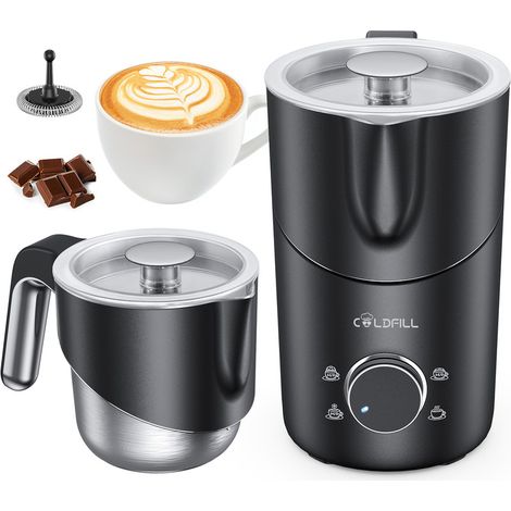 Mousseur à lait 8-en-1 – Électrique, cuiseur vapeur amovible 400 ml, pour café, compatible lave-vaisselle