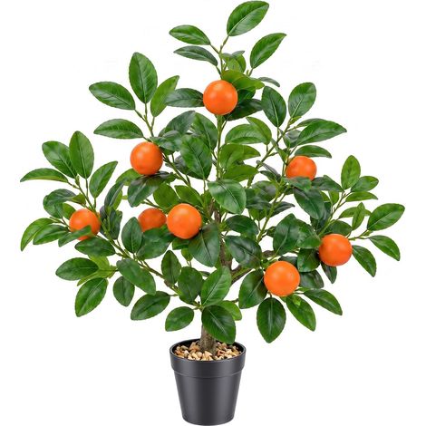 51cm Artificiels Orange Arbres Faux Maison Vert Plante Fruits Décoration avec Plastique Réaliste Feuilles pour Accueil Tableau Bureau Jardin Intérieur Extérieur (1/5)