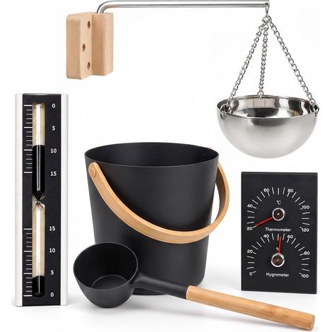 Lot de 5 seaux de sauna de 7 l avec louche, accessoire de sauna en (1/5)