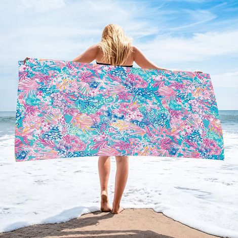 Filiyano-Grande serviette de plage, microfibre, séchage rapide, 90x180cm (Splendeur du sable) (1/5)