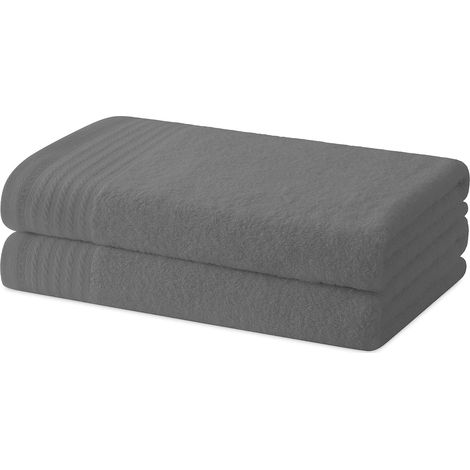 Lot de 2 Serviettes de Bain ou de Douche - Ensemble de Serviettes - 100% Coton - 480g/m2 - 130x65 cm - Tableau (1/5)