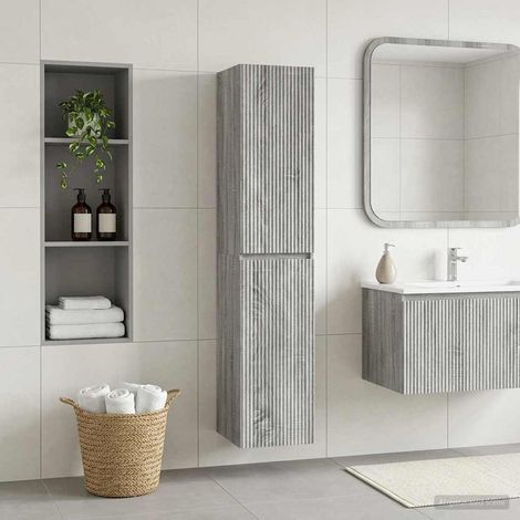 Mueble de baño montado en la pared  gris
