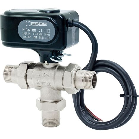 ESBE Valvola a sfera motorizzata MBA132 DN25 Kvs11,3, valvola di zona a 3 vie 230V, c.raccordo 1", 43102800