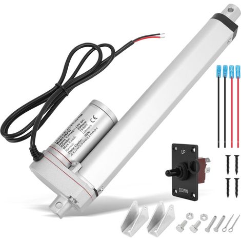 Attuatore lineare elettrico, spinta 1500 N, robusto motore ad alta velocità da 12 V CC, silenzioso (meno di 50 dB), con staffe di montaggio, corsa 250 mm. -Crezuo