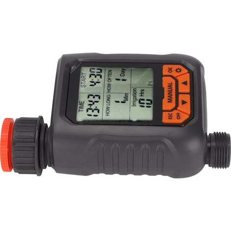 Minuteur d'arrosage G3/4 étanche IP65 avec grand écran LCD et adaptateur en cuivre