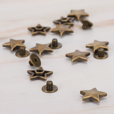 50 jeux de rivets en forme d'étoile à cinq branches avec vis, couleur bronze plat de 12 mm (1/5)