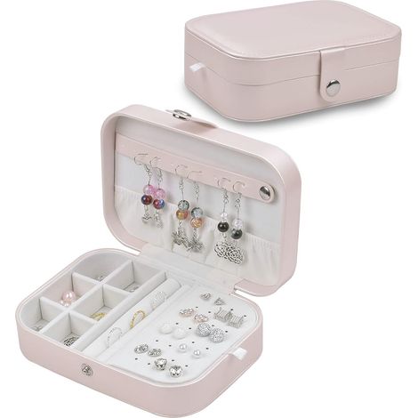 Boîte-cadeau de bijoux en cuir Boîte de rangement de bijoux (Rose) (1/3)