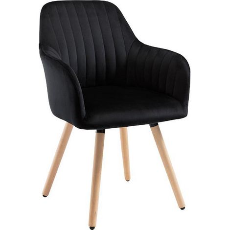 Sedia con braccioli ELEANA - Velluto e Legno - Grigio
