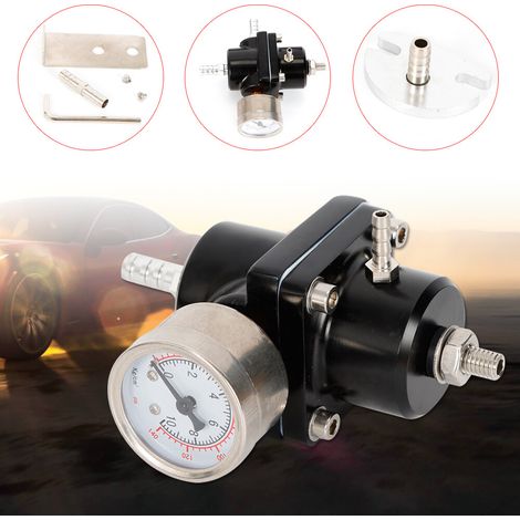 Universal Kfz Benzindruckregler einstellbar Kraftstoffdruckregler mit Manometer (1/5)